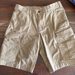 Carhartt Relaxed Fit Cargo Shorts Tan Size 33 Cotton Blend Pockets